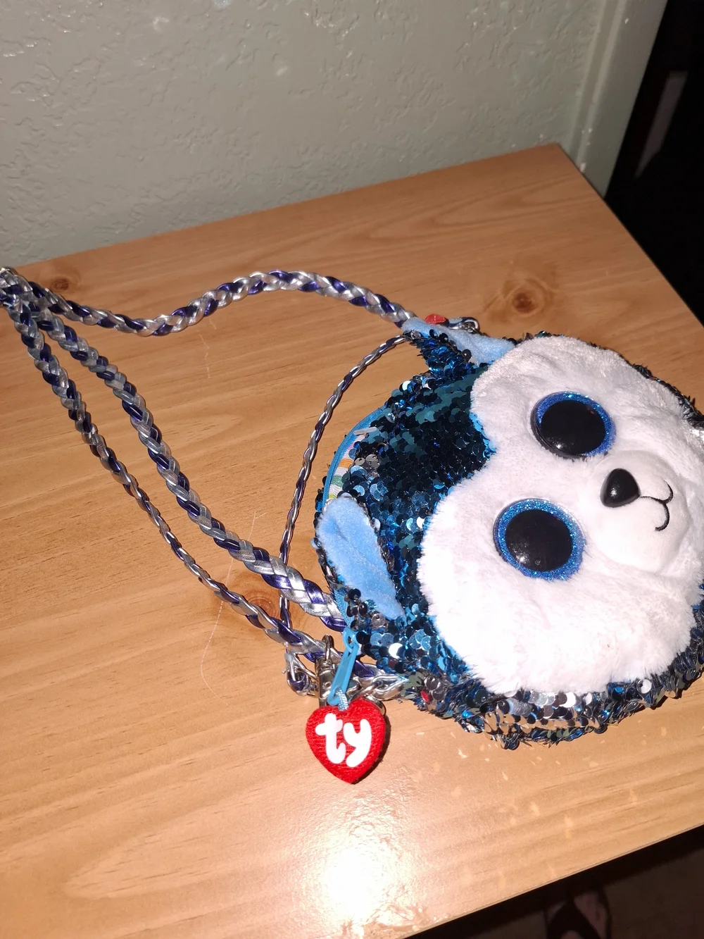 Ty Blue Sequin Husky Kids Crossbody Bag